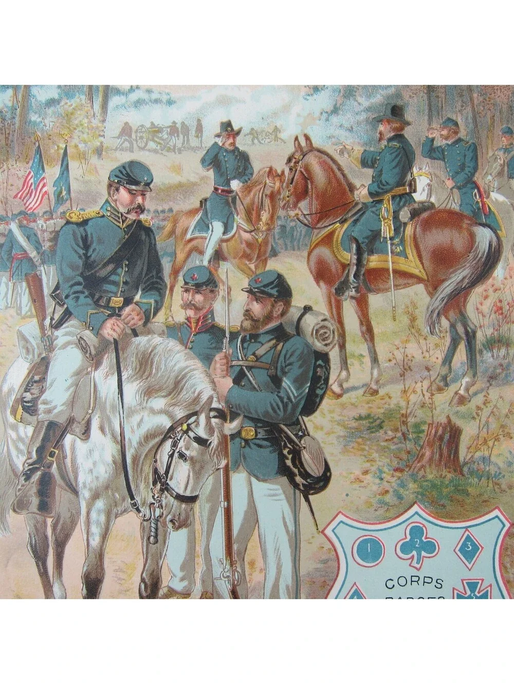 Chromolith Book Plate US Civil War Federal Uniforms H.A. Ogden Antique 1890s